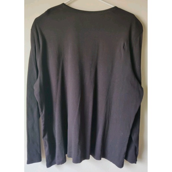 CJ Banks Women's Plus Everyday Fit Tee Long Sleeve Black 100% Cotton Size 2X - Picture 2 of 5